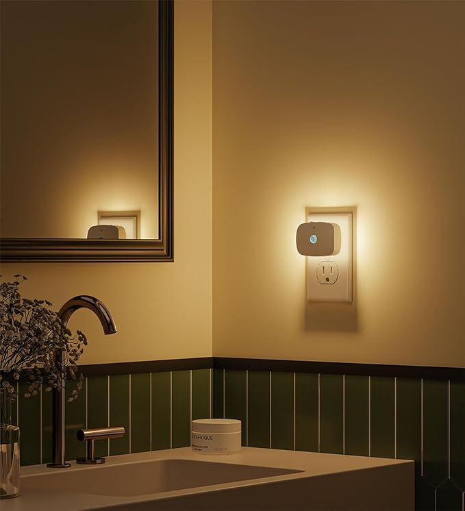 LED Night Light, Plug-in LED Backlit Night Light with Motion Sensor & Dusk to Dawn Sensor, Dimmable Nightlight 3-Color Temperature Adjustable Brightness for Bedroom Bathroom Stairs Hallway