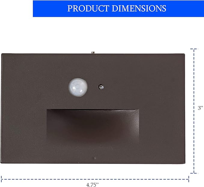 Ciata LED Indoor & Outdoor Motion Sensor Light Deck Stair Lights Indoor Motion Sensor Step Lights, Integrated PIR Motion Sensor and Dusk to Dawn Photocell Sensor Horizontal Stairway Lighting - Bronze
