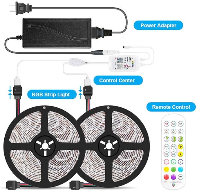 Smart Wi-Fi RGB LED Strip Lights, Music Synced, Color Changing with Remote, App Control for Bedroom Home TV Bar (49.2 FT)