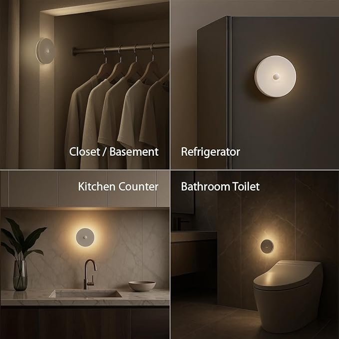 Linkable Smart Night Light with Motion Sensor, Wireless Rechargeable Battery Magnetic LED Wall Lamp 2-Pack for Indoor Connecting Bathroom, Closet, Stairs, Bedroom, Hallway
