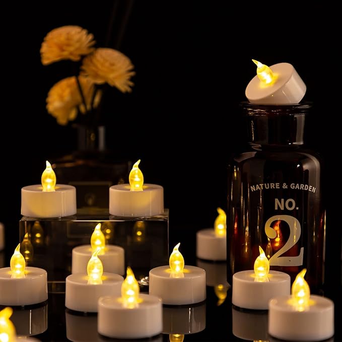 Tea Light, 100 Pack Flameless LED Tea Lights Candles Flickering Warm Yellow 200+ Hours Battery-Powered Tealight Candle. Ideal for Party, Wedding, Birthday, Gifts and Home Decoration (100 Pack)