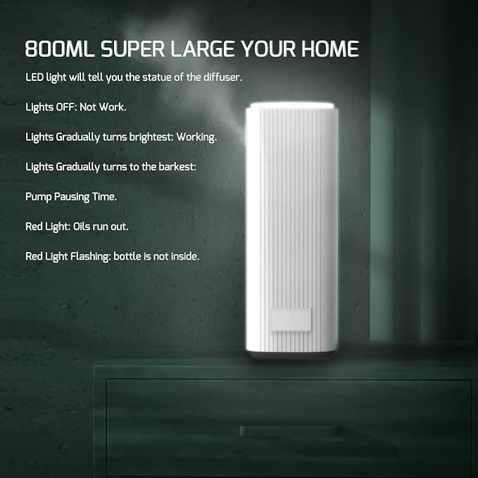 JCLOUD Smart Air Machine with Led for Home, Professional Waterless Diffuser for Essential Oils with Cold Air Technology Covers Up to 4500 Sq. Ft, 800ML Home Luxury Scents & Hotel Scents for Large Room