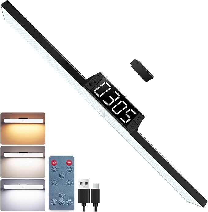 Under Cabinet Lighting with Remote & Timer, Closet Lights Motion Sensored Rechargeable 5000mAh Battery 300LM Kitchen Lighting, Under Counter Motion Lights for Kitchen 72 Magnetic Led Light Bar(Black)