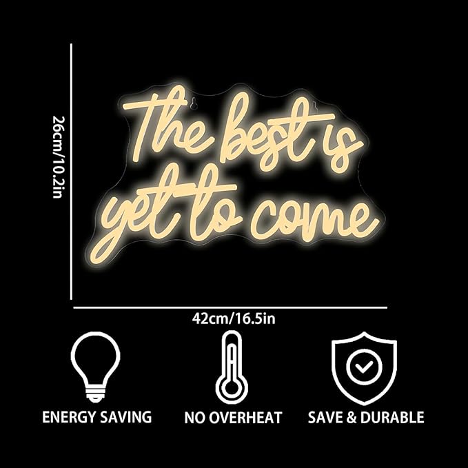 The Best is Get to Come LED Neon Signs for Wall Decor Neon Wall Art Acrylic LED Lights with Hanging Chain Light Up for Bedroom Decor Graduation Bar Pub Wedding Party 5V USB Powered Dimmable