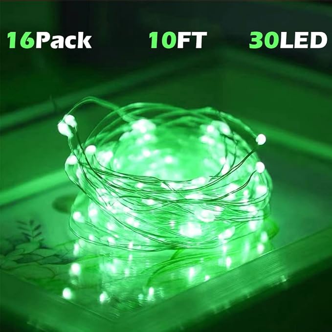 SOCO 16 Pack LED Fairy Lights Battery Operated - 10FT 30LED Copper Wire Mason Jar String Lights, IP65 Waterproof, Bendable for Indoor/Outdoor, Christmas, Wedding, Party, Camping Decor