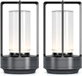 Portable Metal Table Lamp for Indoor/Outdoor ,Rechargeable Cordless LED Lamp, 3-Colour Infinitely Dimming Battery Powered Small Desk Lamp, Restaurant/Bedroom/Bar/Coffee/Camping Light (Grey Set of 2)
