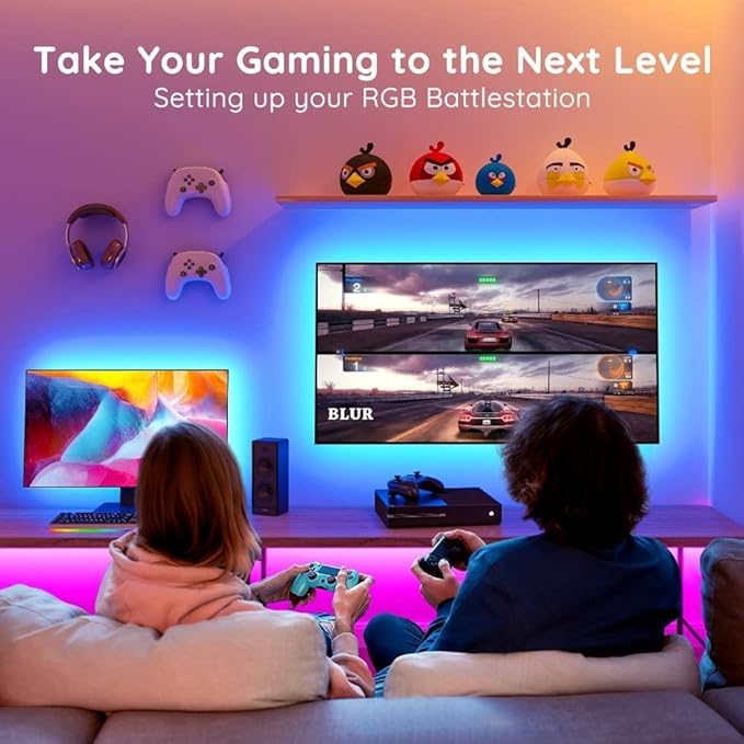 Nexlux LED Lights for TV/Monitor Backlight 8.2ft USB APP Controlled with Remote, DIY Colors for Gaming Lights, Ambient Lighting Kit