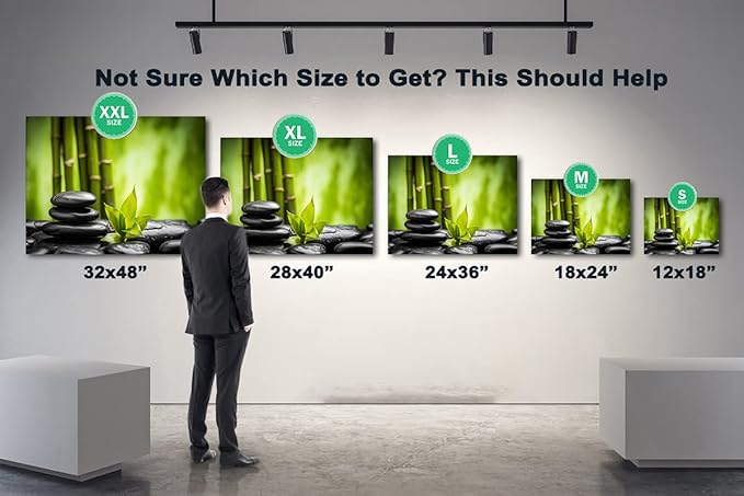 GUTTATY Zen Wall Art Decor, Modern Bathroom Zen Decor Wall Art, Relaxing Canvas Wall Art for Spa Zen Room Decor, Green Bamboo Forest and Pebble Art Prints for Office & Spa Wall Decor 24x36 Inches