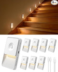 Rechargeable Motion Sensor Night Lights for Stairs, Magnetic Stair Lights Indoor, Warm Dimmable Night Light for Hallway,Bathroom,Bedroom,Closet(8 Pack)