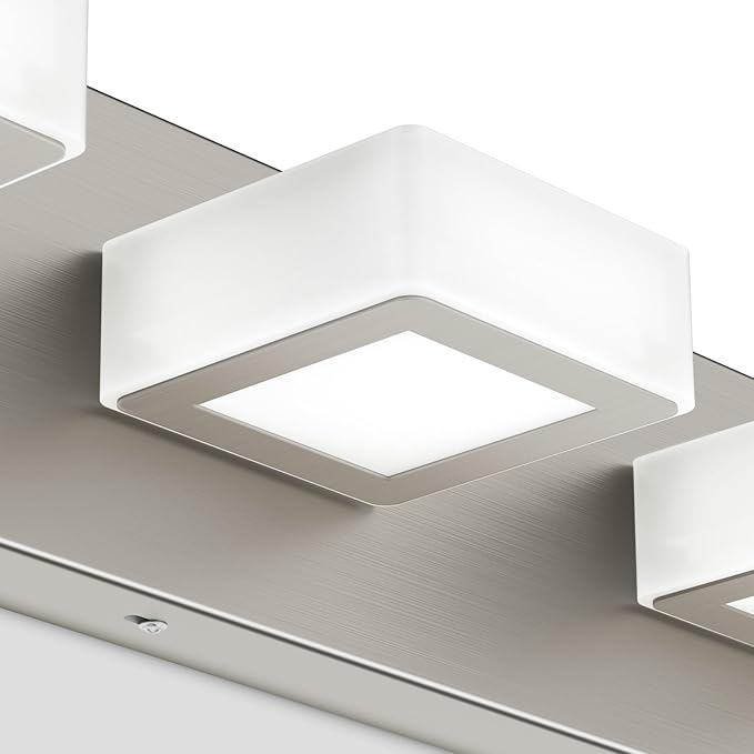 Ralbay Brushed Nickel Vanity Light for Bathroom Metal Acrylic Modern LED Bathroom Light Fixtures Over Mirror
