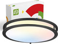 ASD LED 18" Round Flush Mount Lighting, Close to Ceiling Light Fixture | 3CCT, Dimmable, Energy Star, ETL Listed | 28W 2230LM 3000-5000K 120V | Low Profile Double Ring Lamp | Dark Bronze