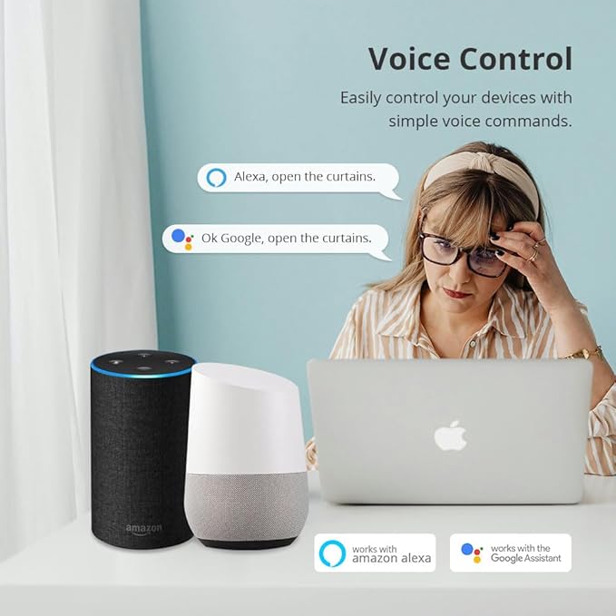 Tuya Zigbee Smart Curtain Motor with Motorized Curtain Track, Built-in Battery Electric Curtains, App & Voice Control Compatible with Alexa/Google Home, RF Remote Control Included (4.1m(161.4inch))