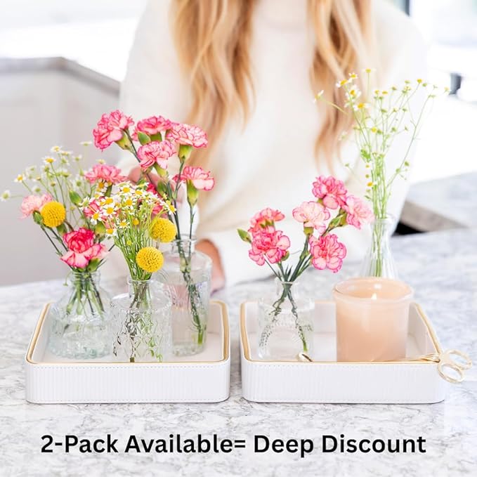 Perfume Tray Valet Tray Night Stand Bedside Organizer| Perfume Organizer Catchall| Perfume Trays for Dresser Vanity Tray for Dresser Countertop| Perfume Holder Nightstand Organizer Women (Beige)