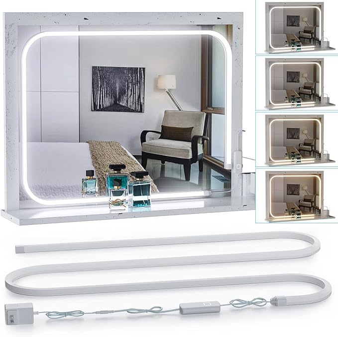 MY BEAUTY LIGHT LED Vanity Lights Strip for Mirror, 3000K-6000K Adjustable Color Temperature Bright Vanity Mirror Lights, 6.56FT Dimmable Makeup Light, ELT Approval 24V Stick on Lights for Mirror