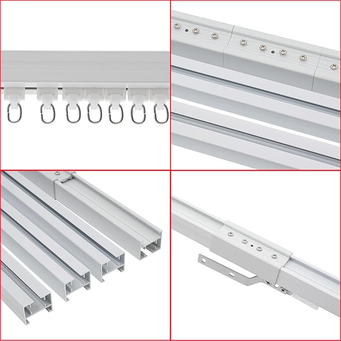 Electric Curtain Track, Retractable Motorized Curtains Rod From 7-13.78ft, Automatic Curtain Opener with controller/Voice Control, Smart Curtains System for I-Rrail and U-Rail (For 7-13.78ft)
