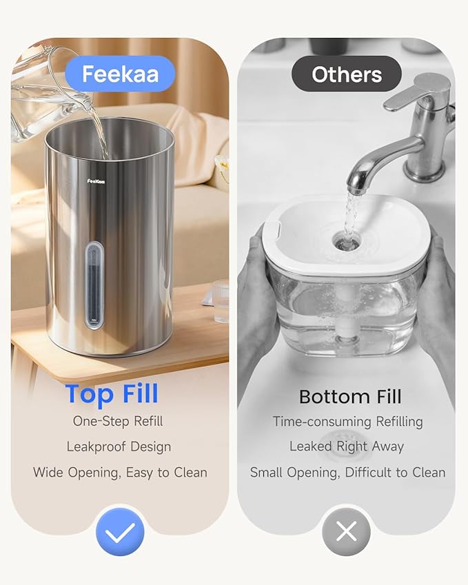 Feekaa Stainless Steel Humidifier Dishwasher Safe, 6L/1.6Gal Cool Mist Humidifiers for Bedroom, Easy to Clean Humidifier Large Room with Diffuser, Humidifiers for Baby Nursery Living Room Office Plant