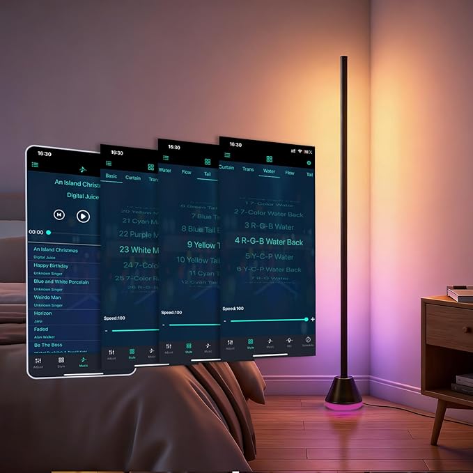 Smart RGB Corner Floor lamp LED Floor lamp Color Floor Lamp with App & Remote Control, 16 Million Colors, Music Sync & Timer Setting for Bedroom & Gaming Room (1 Pack)