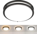 Black Flush Mount LED Ceiling Light Fixture, 13 inch 3000K/4000K/5000K Adjustable Ceiling Lights, Metal Frame Tri-Color Dimmable Lighting for Living Room Bedroom Hallway Bathroom or Kitchen