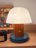 Mushroom Table Lamp Modern Dimmable Night Light Cordless Touch Rechargeable Desk Lamp Nordic Minimalist Retro Nightstand Bedside Lamps for Bedroom Living Room(Brown Red)