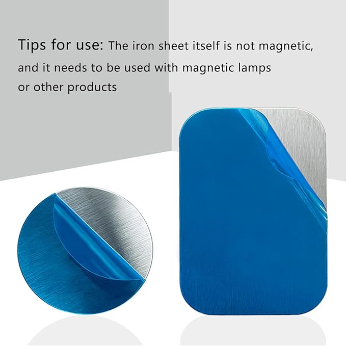12 Pack Metal Plate Mount Replacement Adhesive Iron Sticker Patch for Stick-on Magnet Closet Light Motion Sensor Night Lights Under Counter Lighting Bar Cordless Magnetic NightLight