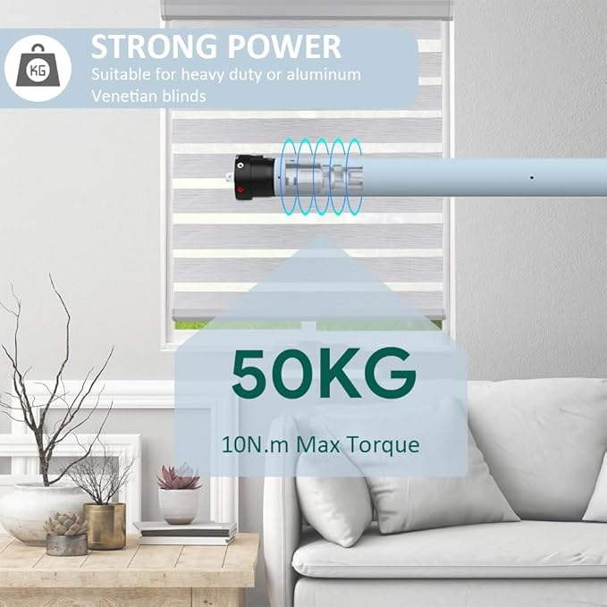 Solar Motorized Roller Shade Motor Kit, 10N.m High Torque for 1.57"-2" Tubes, 5000mAh Battery, Wireless Electric Blinds Retrofit, Heavy Duty Automatic Opener Remote (Φ40mm (1.57") Round Tube)