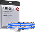 BTF-LIGHTING FCOB USB Powered Blue Color COB LED Strip Lights 3.28FT 320LEDs 5V 8mm Width 90+ High CRI Ultra Bright Flexible Light for 3D Printer TV Backlight Display Cabinet PC DIY Decor
