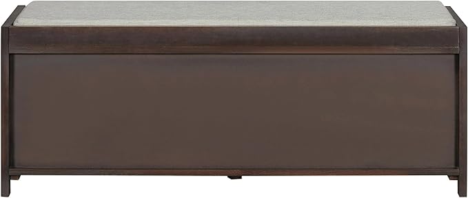 Amposei Modern Classic Storage Bench 43.3-Inch Wooden Entryway Shoe Storage Bench Cabinet with Removable Seat Cushion & Sliding Shutter-Style Doors for Living Room Entrance Hallway, Espresso