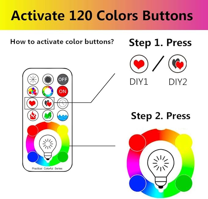 ILC LED Color Changing Light Bulb, 120 Colors, 5700K Daylight White, 70 Watt Equivalent with Remote Control RGBW RGB Daylight and White – Timing Function - A19 E26 Edison Screw (2 Pack)