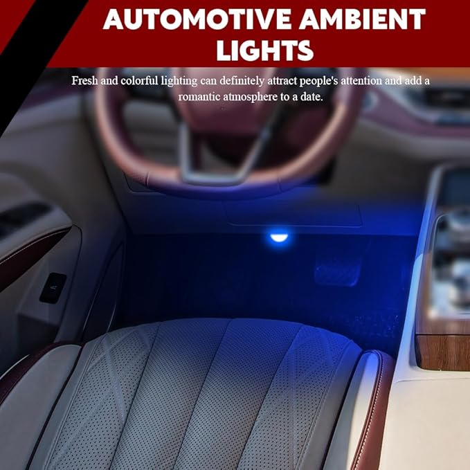 Car Interior LED Lights, Automotive Ambient Neon Light Kit with USB Port, Automotive Under Dash Decoration Night Lamp for Men and Women, 4 in 1 Decoration Lights for Car, Garden, Home, Part (Blue)