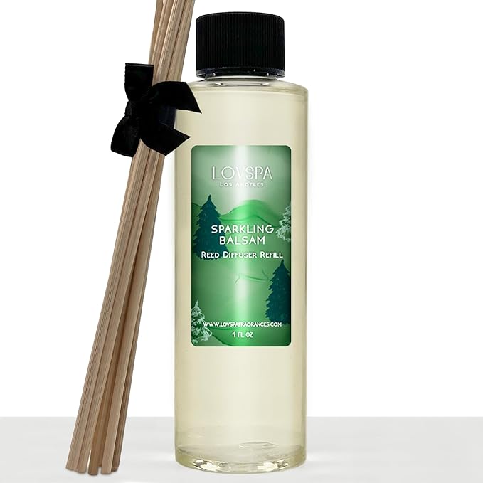 LOVSPA Sparkling Balsam Pine Diffuser Oil - Holiday Essential Oils for Diffuser Refill & Air Freshener Room Spray - Long-Lasting & Natural Home Fragrance, Scented Oil for Diffusers, USA Made, 4oz