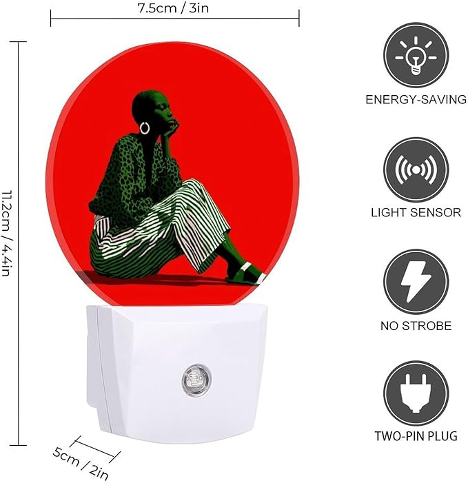 Plug in Night Light with LED & Smart Light Sensor, Striped Dialogue Auto-On/Off Night Lights Plug Into Wall for Bedroom, Bathroom, Hallway, Stairway