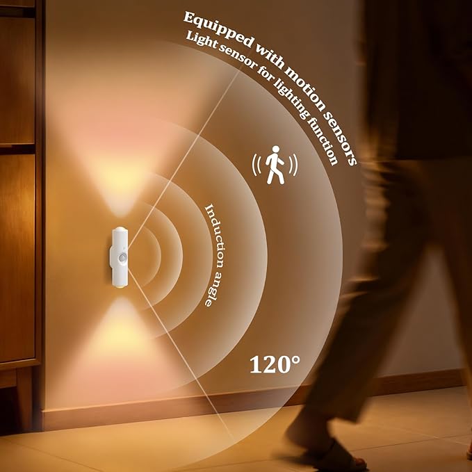 4 Pcs Smart Motion Sensor Wall Lamp, Rechargeable RGB LED Smart Motion Light, Magnetic Mount Step Lights for Bedroom, Hallway, Courtyard, Holiday Decor, Bathroom - Multi Color Changing (7 Colors)