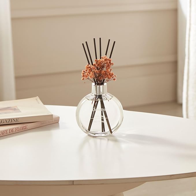 Flower Reed Diffuser Set 5.07oz White Musk Scent Diffuser with Sticks Home Fragrance Reed Diffuser for Bathroom Shelf Decor
