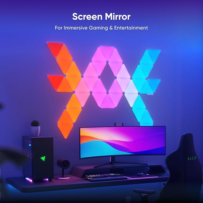 Nanoleaf Shapes LED Lights for Wall, WiFi Smart Home Wall Panel Light RGBW 16M+ Color LED Dimmable Gaming and Home Decor Wall Lights Smarter Kits (Triangles Smarter Kit 7 Pack)
