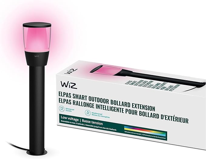Wiz Wi-Fi LED Smart Color Changing Elpas Bollard Path Light Extension - Pack of 1 - Outdoor - Weatherproof - Control with Wiz Connected App - Works with Google Home, Alexa and Siri Shortcuts