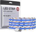 BTF-LIGHTING FCOB USB Powered Blue Color COB LED Strip Lights 9.8FT 960LEDs 5V 8mm Width 90+ High CRI Ultra Bright Flexible Light for TV Backlight Display Cabinet PC DIY Decor