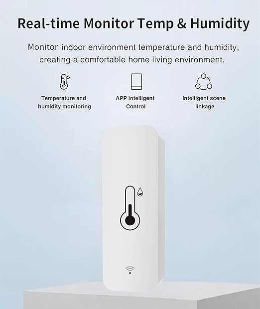 WiFi Humidity Temperature Monitor: Smart Hygrometer Thermometer for Remote Monitor and Alert, High Precision Indoor Thermometer with TUYA App, No Hub Required, Compatible with Alexa (4-Pack)