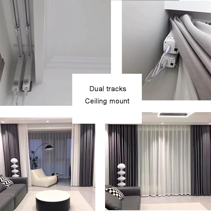 Electric Smart Curtains System, Automatic Curtain Opener, Motorized Curtains Rod with Remote, Compatible with Alexa/Google Home/Tuya App (Up to 124inches)