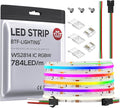 BTF-LIGHTING FCOB WS2814 IC RGBW 4000K COB LED Strip Flexible High Density Uniform Chasing Color Light 24FT DC24V 784LED/m 14IC/m 10mm Width for Home Indoor Decor(No Adapter or Controller)