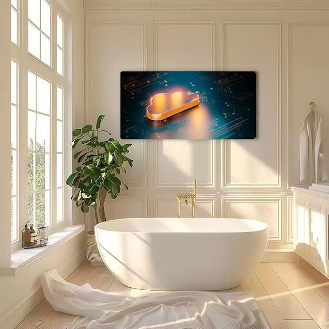 Wibinuki Wall Art Wall Decor Wall Paintings Glowing Orange Cloud Computing Symbol On High Tech for Living Room Bedroom Bathroom Home Decor Can Be Hung Directly 20"x 40"