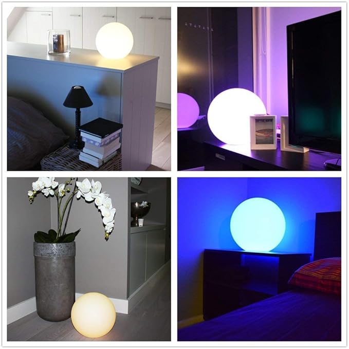 Borelor LED Ball Light, 4.7-Inch Rechargeable Mood Lights Multicolor Changing IP65 Waterproof Indoor/Outdoor Light for Home/Party/Pool/Wedding/Lawn Decoration