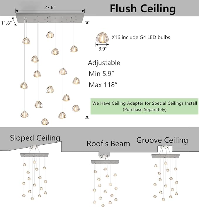 Brushed Nickel Rectangular Chandeliers for Living Dining Room Light Dimmable High Ceiling Pendant Lights Fixtures Lighting Chandelier for Foyer Entryway Lighting