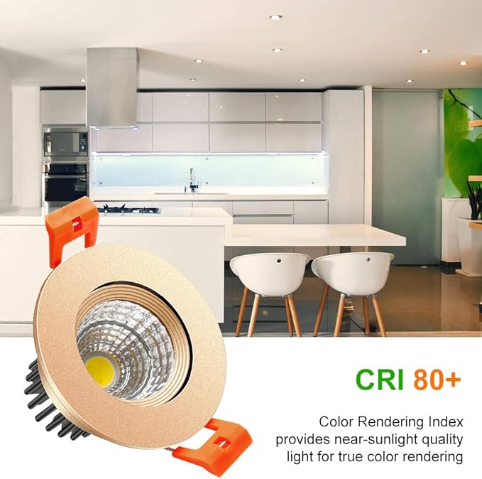 LightingWill 2inch LED Dimmable Downlight, 3W COB Recessed Ceiling Light, Natural White 4000K-4500K, CRI80, 25W Halogen Bulbs Equivalent, Gold (10 Pack)