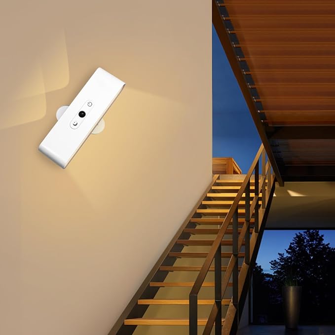 LED Wall Sconce with Auto Motion Sensor, 3600 mAH Rechargeable USB 3 Color Temperatures, 360° Rotate Magnetic Ball LED Wall Mounted Lamp for Reading Bedside