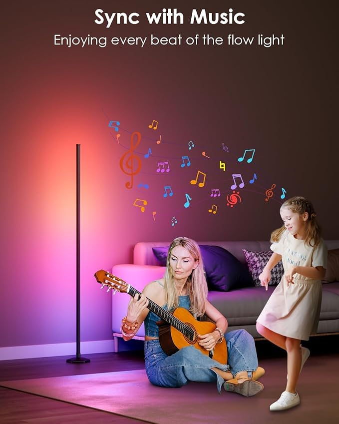 Corner Floor Lamp, 2 Pack RGB Corner Lamp with App/Remote/Button Control, Smart LED Floor Lamp with 16 Million DIY Colors & 68+ Scene, Music Sync for Living Room, Bedroom, Gaming Room