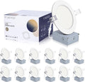 12 Pack 4 Inch Ultra-Thin LED Recessed Ceiling Light with Junction Box, Recessed Lighting 4 Inch 5000K Dimmable Daylight, 9W 110W Eqv, 850LM High Brightness - ETL and Energy Star Certified