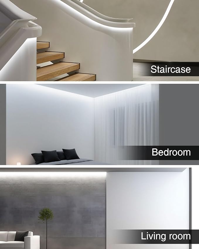 Aclorol 5V COB LED Strip Light White 6000K 6.56FT/2M 640LEDs Dimmable LED Flexible Tape Lights with Self-Adhesive for Bedroom Kitchen Cupboard Cabinet Mirror Staircase DIY Lighting Project (2 Pack)