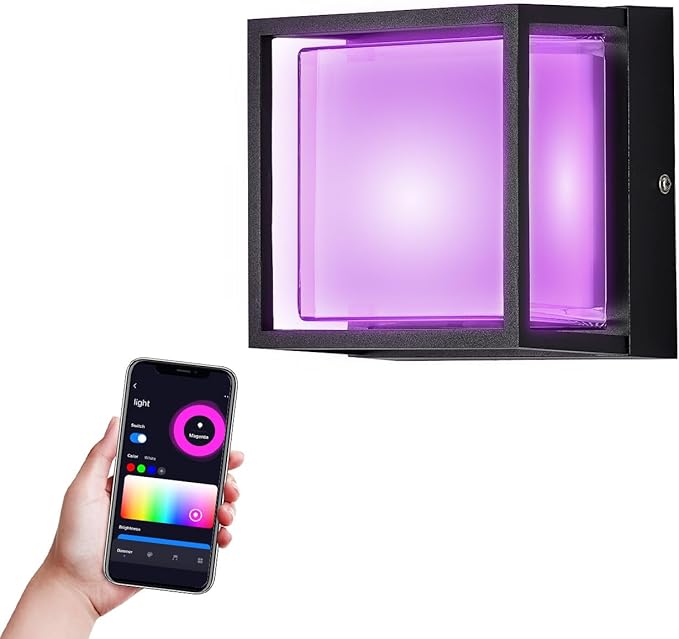 LANFU LED Smart Wall Sconce Light RGB Outside Light for House Patio,IP64 Waterproof Outdoor Wall Lights for House Patio Yards,Exterior Lights APP Control
