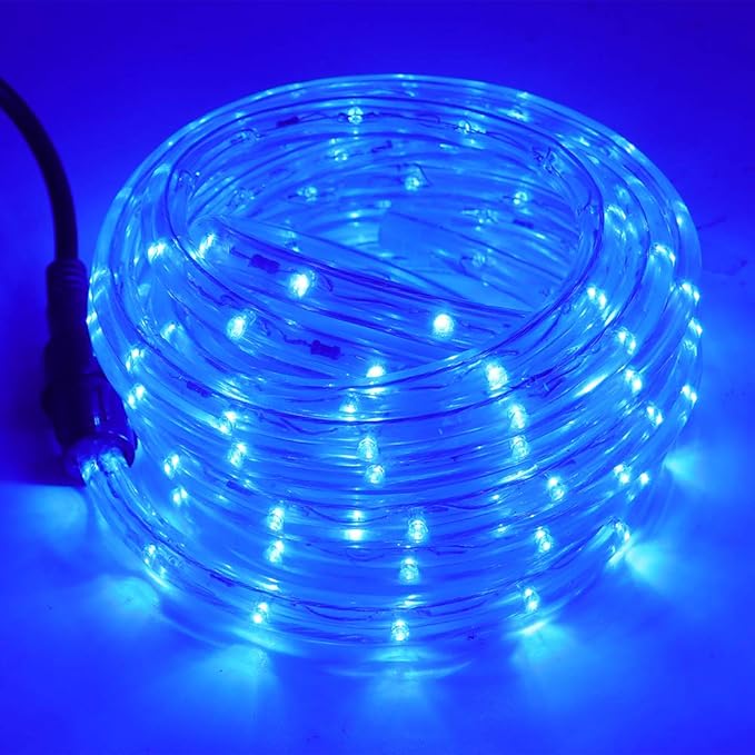 30ft 2-Wire Waterproof LED Rope Light Kit,110V-120V PVC 30 LED/M Tube Lights Strip for Background, Outdoor, Christmas, Home Decoration(Blue)