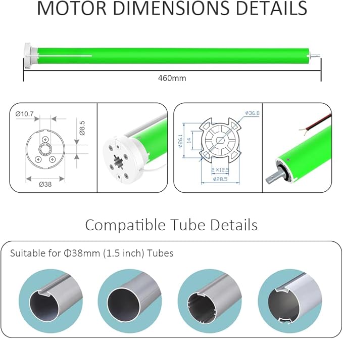 Smart ZigBee 3.0 Roller Shade Motor for 1.5" (38mm) Tube, DIY Motorized Blind Motor Kit with Tuya App Alexa Voice Control, Electric Tubular Motor, RF Remote & Timer (2.0 N.m Torque for 25rpm)